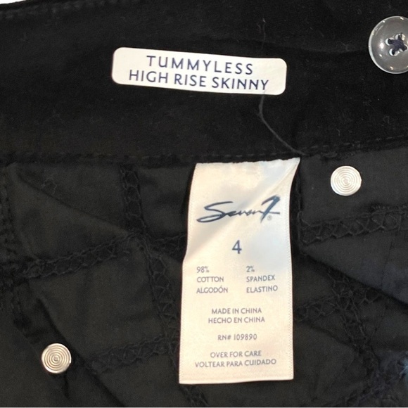 Seven7 Size 4 High Rise TummyLess Black Velvet Jeans NWOT - Picture 8 of 9